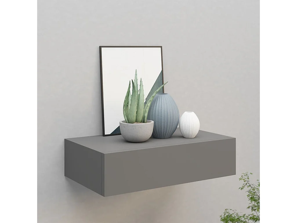 Étagère à tiroir murale Gris 40x23,5x10 MDF