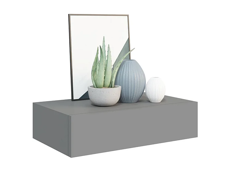 Étagère à tiroir murale Gris 40x23,5x10 MDF