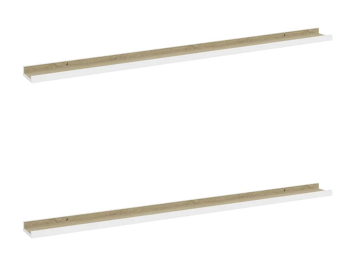 Étagères murales 2 pcs Blanc et chêne Sonoma 115x9x3