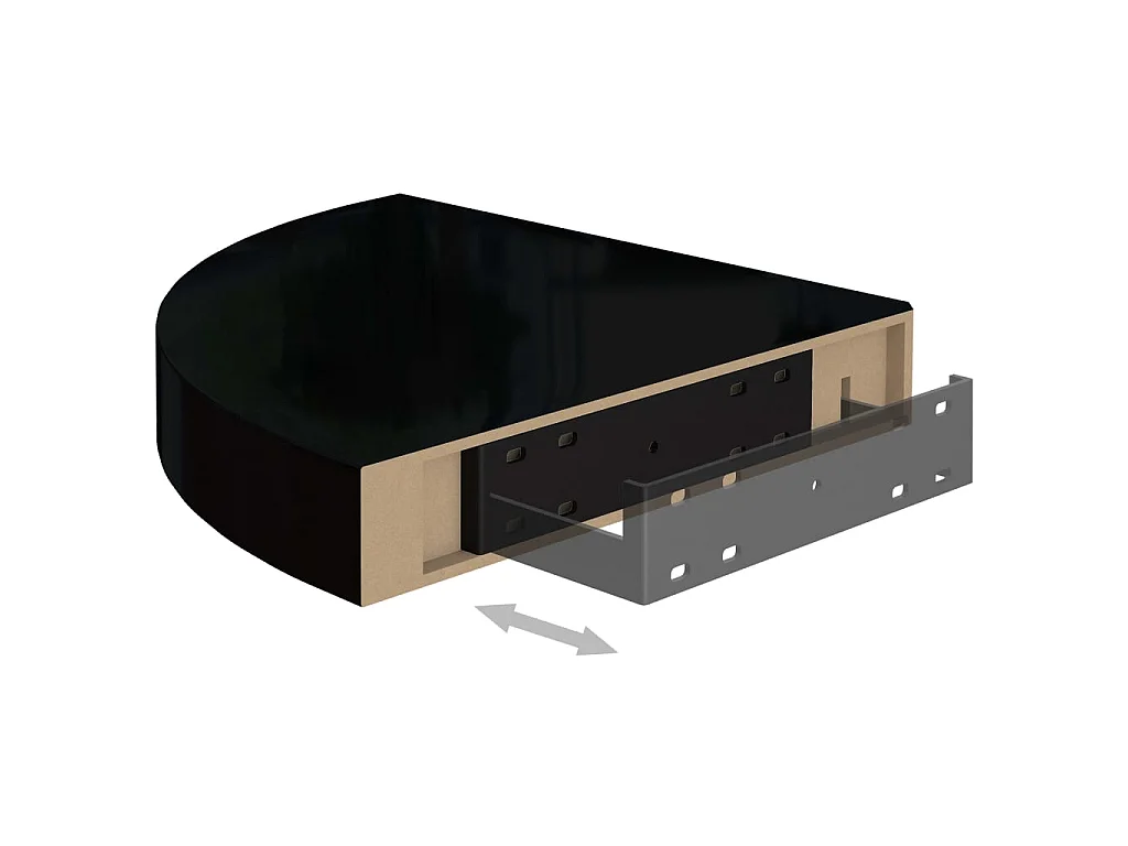 Étagères d'angle flottantes 4 pcs Noir brillant 25x25x3,8 MDF