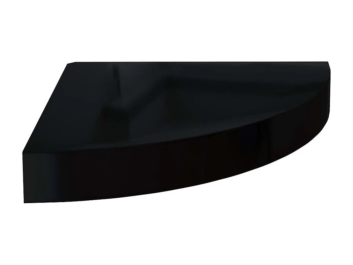Étagères d'angle flottantes 4 pcs Noir brillant 25x25x3,8 MDF