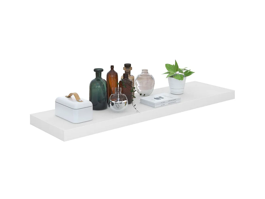 Étagère murale flottante Blanc brillant 90x23,5x3,8 MDF