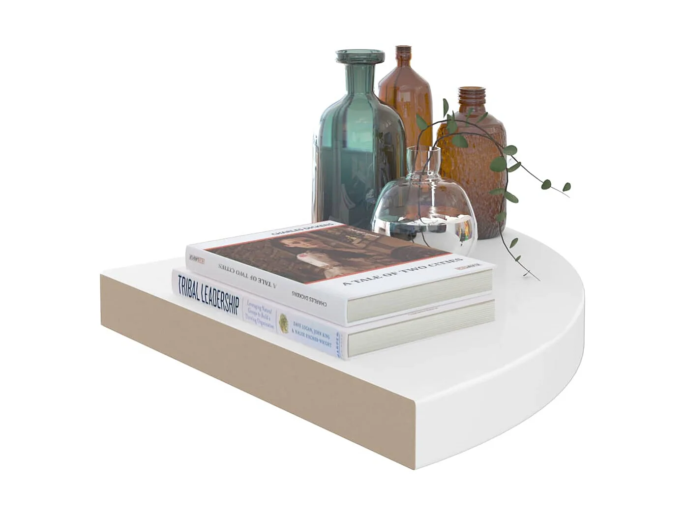 Étagères d'angle flottantes 4pcs Blanc brillant 35x35x3,8 MDF