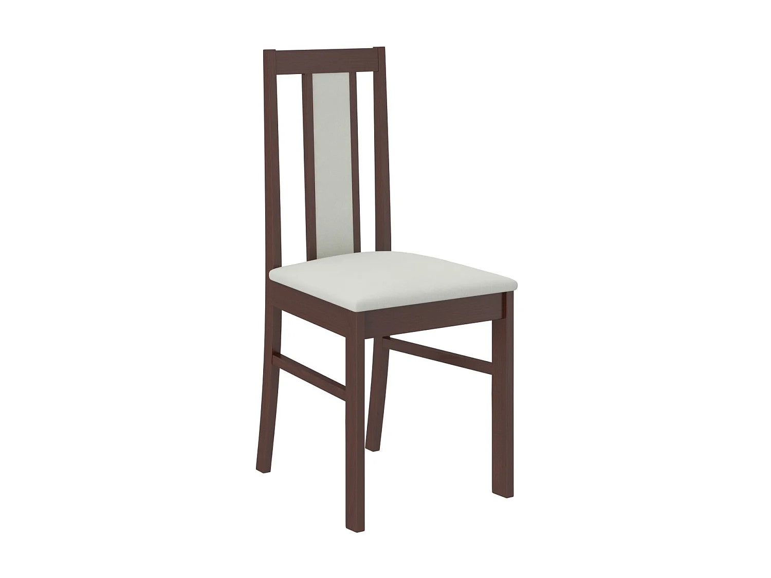 Ensemble table extensible 140-180cm et 6 chaises en bois Noyer foncé et tissu beige clair Louiza