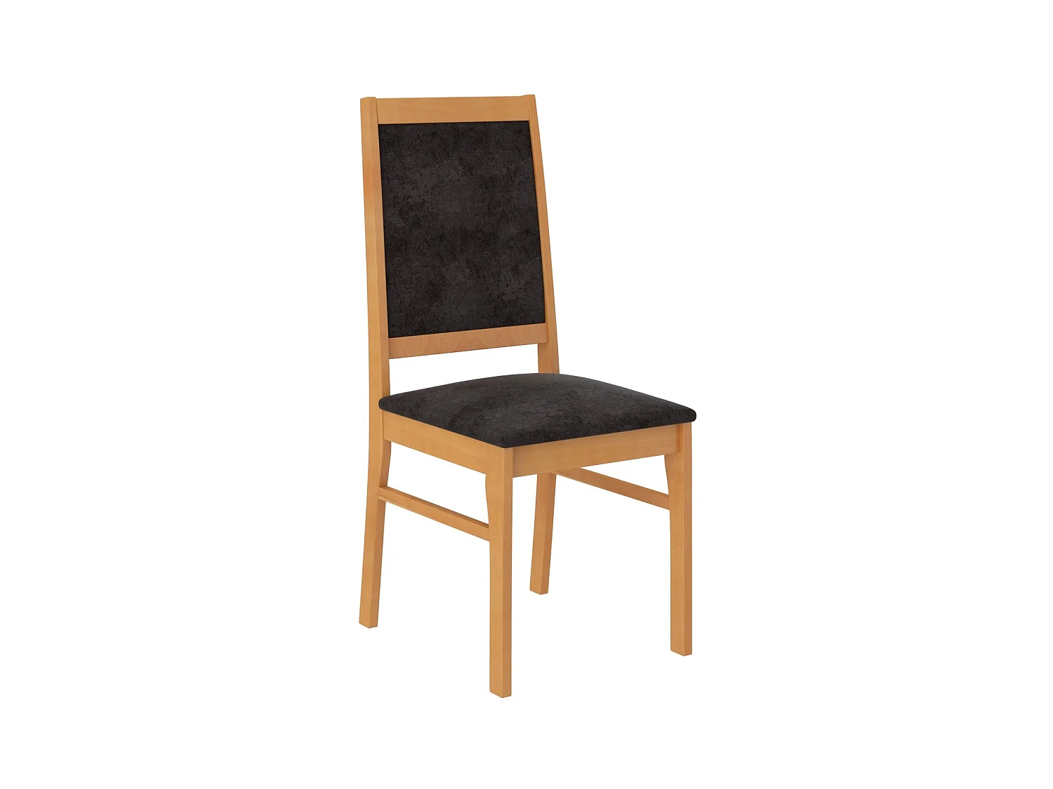 Ensemble table extensible 140-180cm et 6 chaises en bois clair de hêtre et tissu noir Klarika