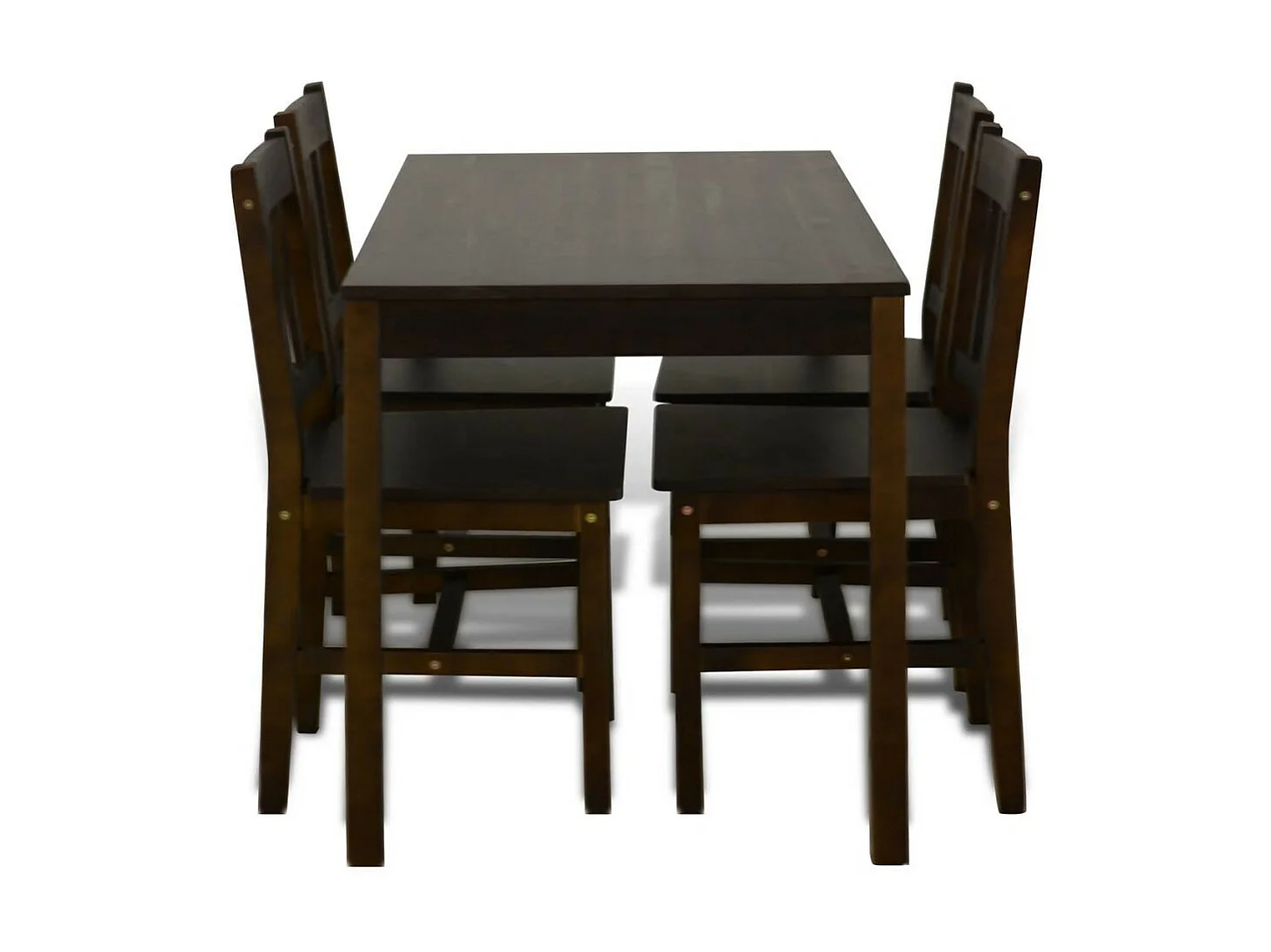 Table de salle à manger et 4 chaises pin massif marron Dina