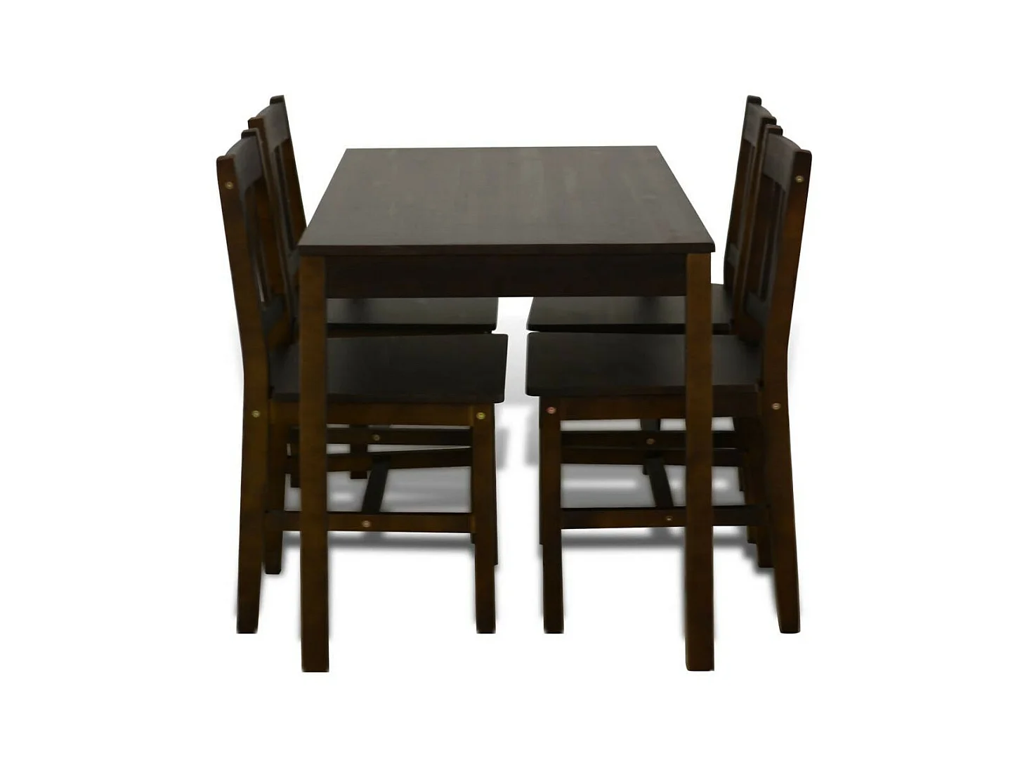 Table de salle à manger et 4 chaises pin massif marron Dina