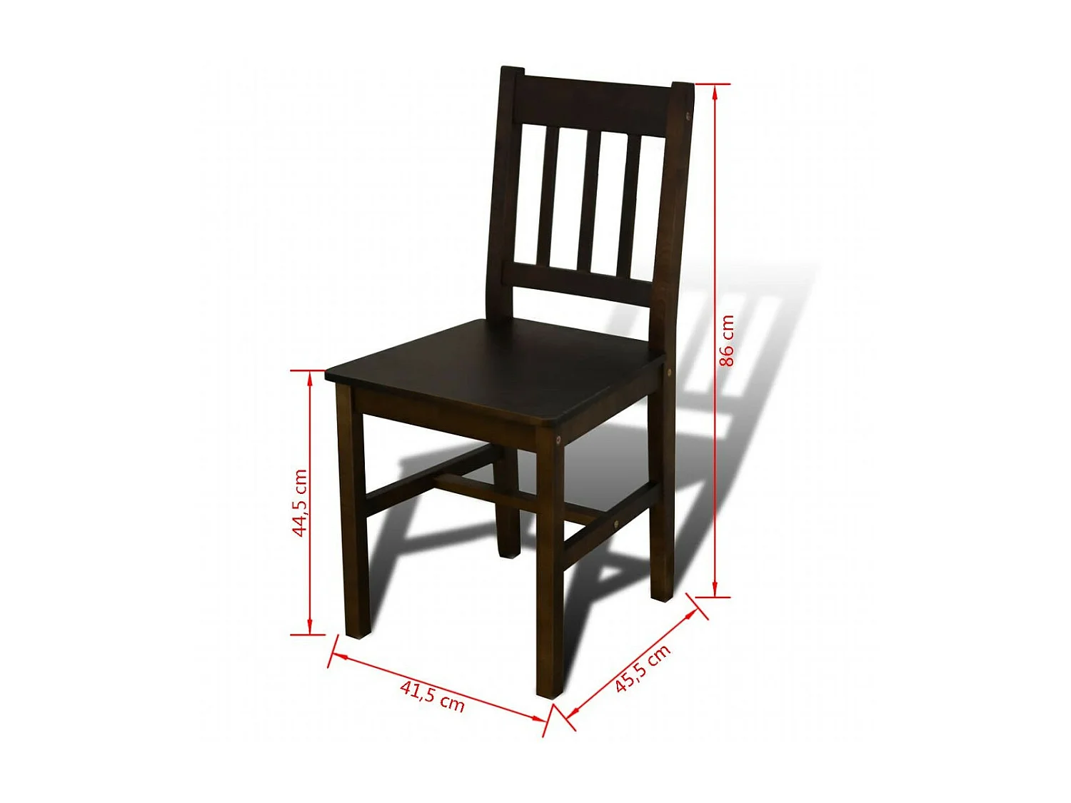 Table de salle à manger et 4 chaises pin massif marron Dina