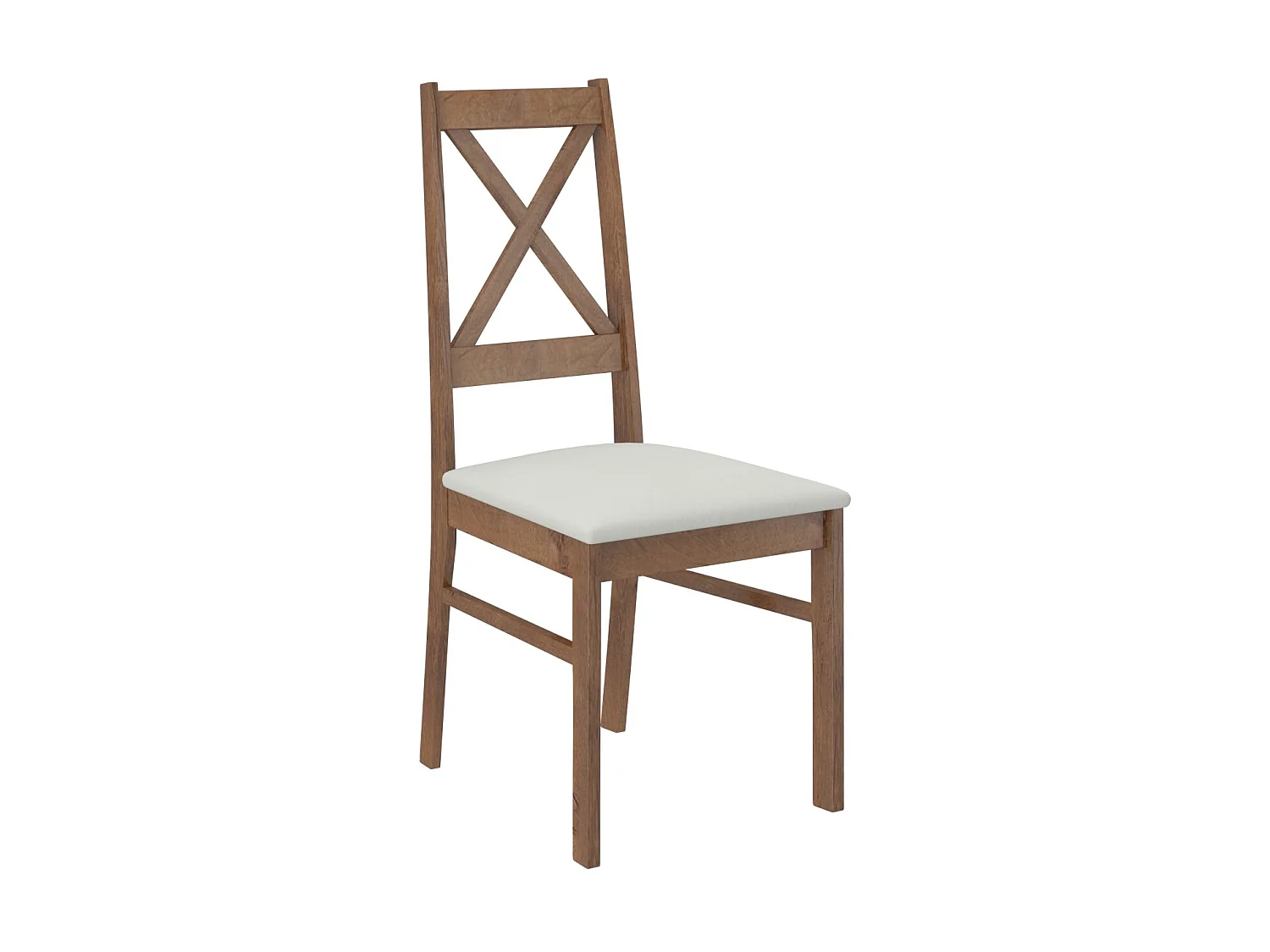Ensemble table carrée 80-80cm et 4 chaises en bois marron et tissu beige clair Opka