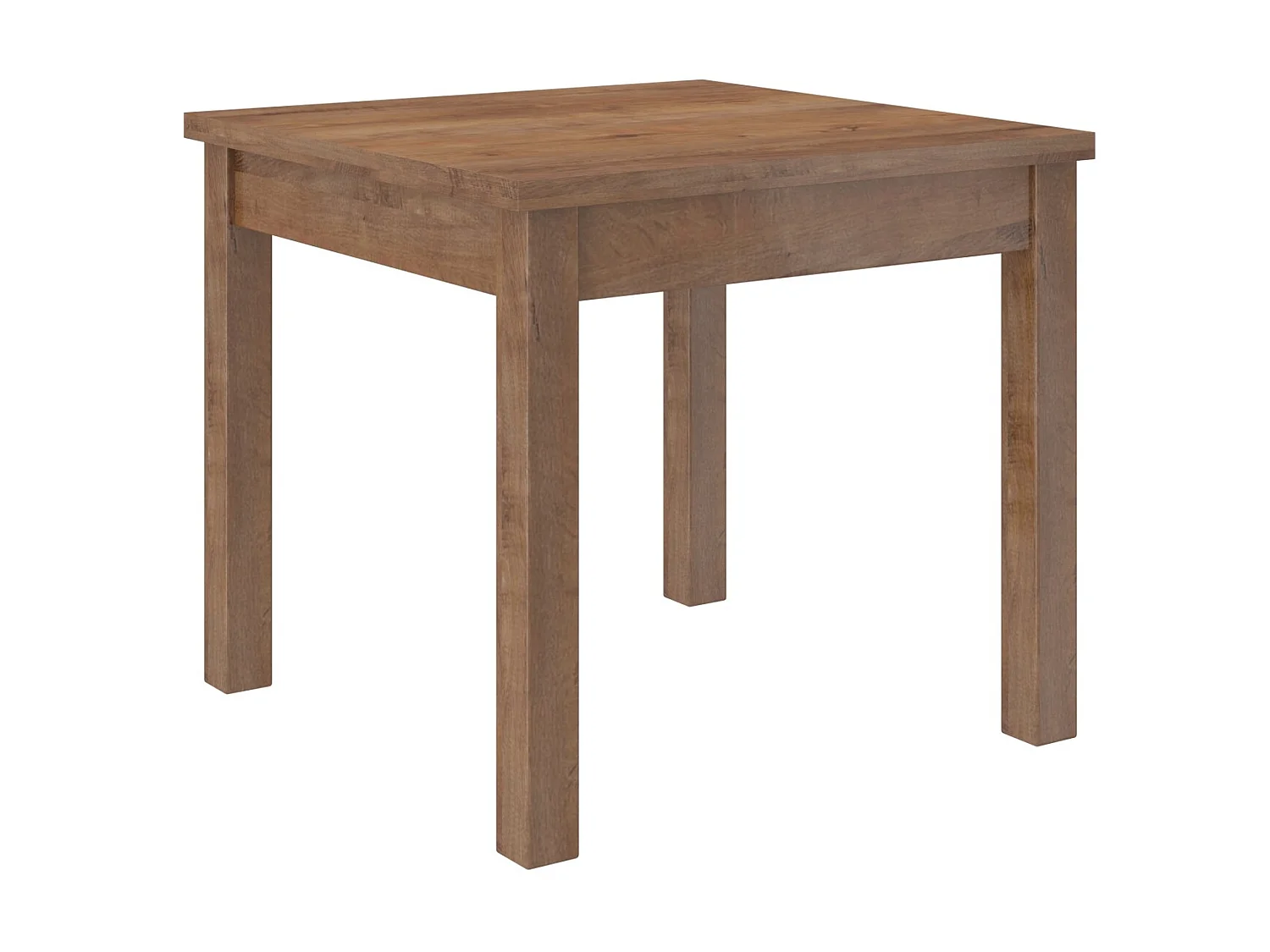 Ensemble table carrée 80-80cm et 4 chaises en bois marron et tissu beige clair Opka