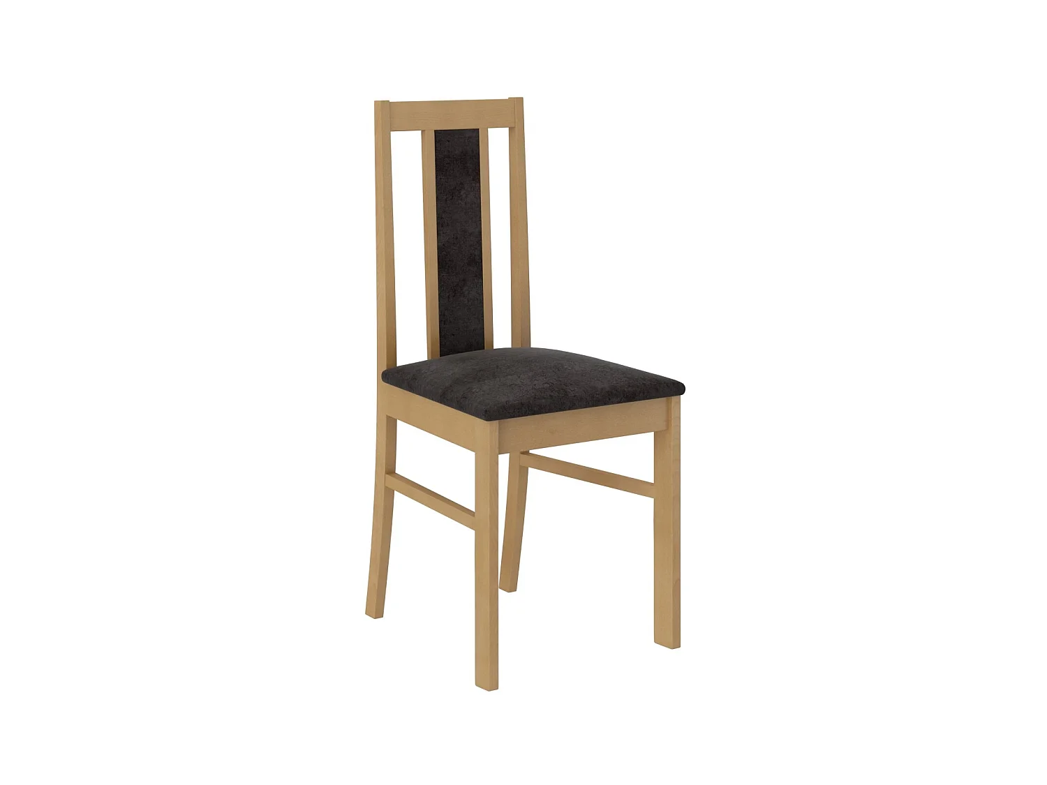 Ensemble table extensible 140-180cm et 6 chaises en bois clair de hêtre et tissu noir Louiza