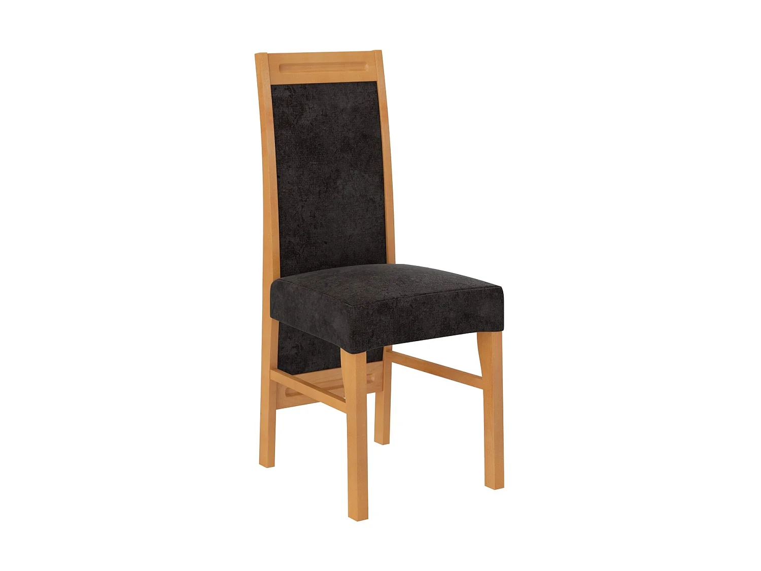 Ensemble table extensible 140-180cm et 6 chaises en bois clair de hêtre et tissu noir Valka
