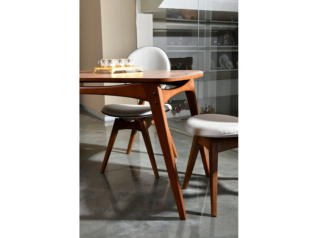 Ensemble table à manger bois de chêne et 4 chaises Glory 160cm