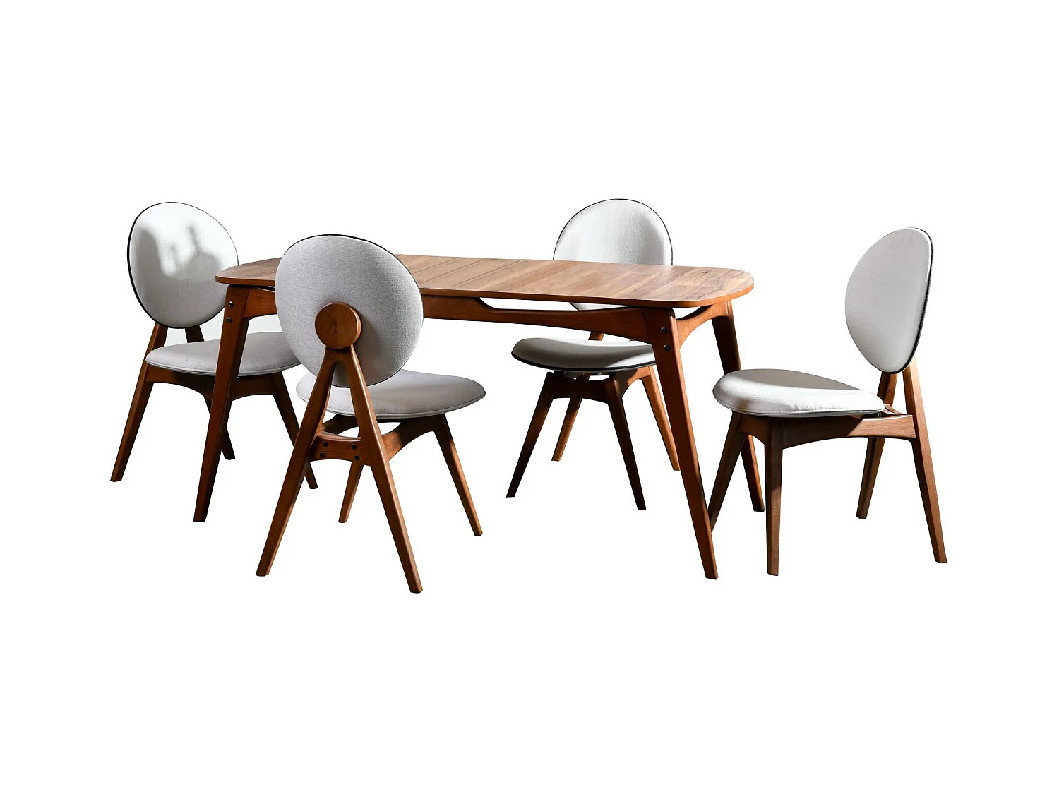 Ensemble table à manger bois de chêne et 4 chaises Glory 160cm