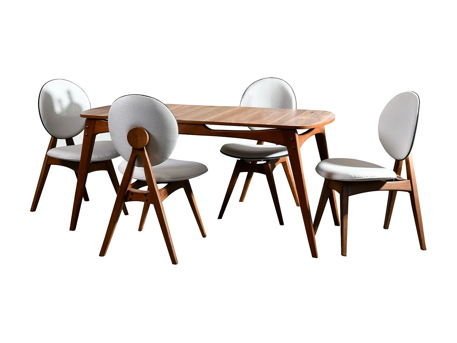 Ensemble table à manger bois de chêne et 4 chaises Glory 160cm