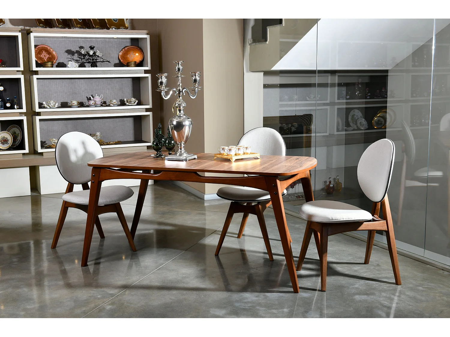 Ensemble table à manger bois de chêne et 4 chaises Glory 160cm