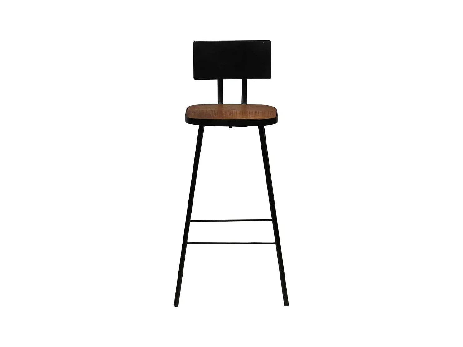 Table de bar carré bois recyclé massif et 2 tabourets vintage