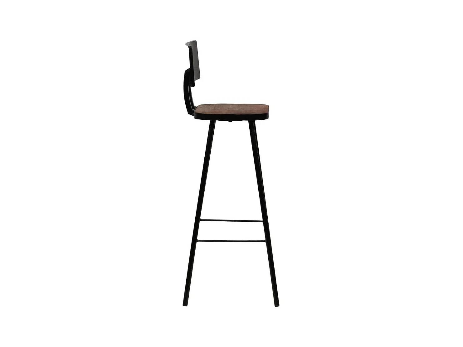 Table de bar carré bois recyclé massif et 2 tabourets vintage