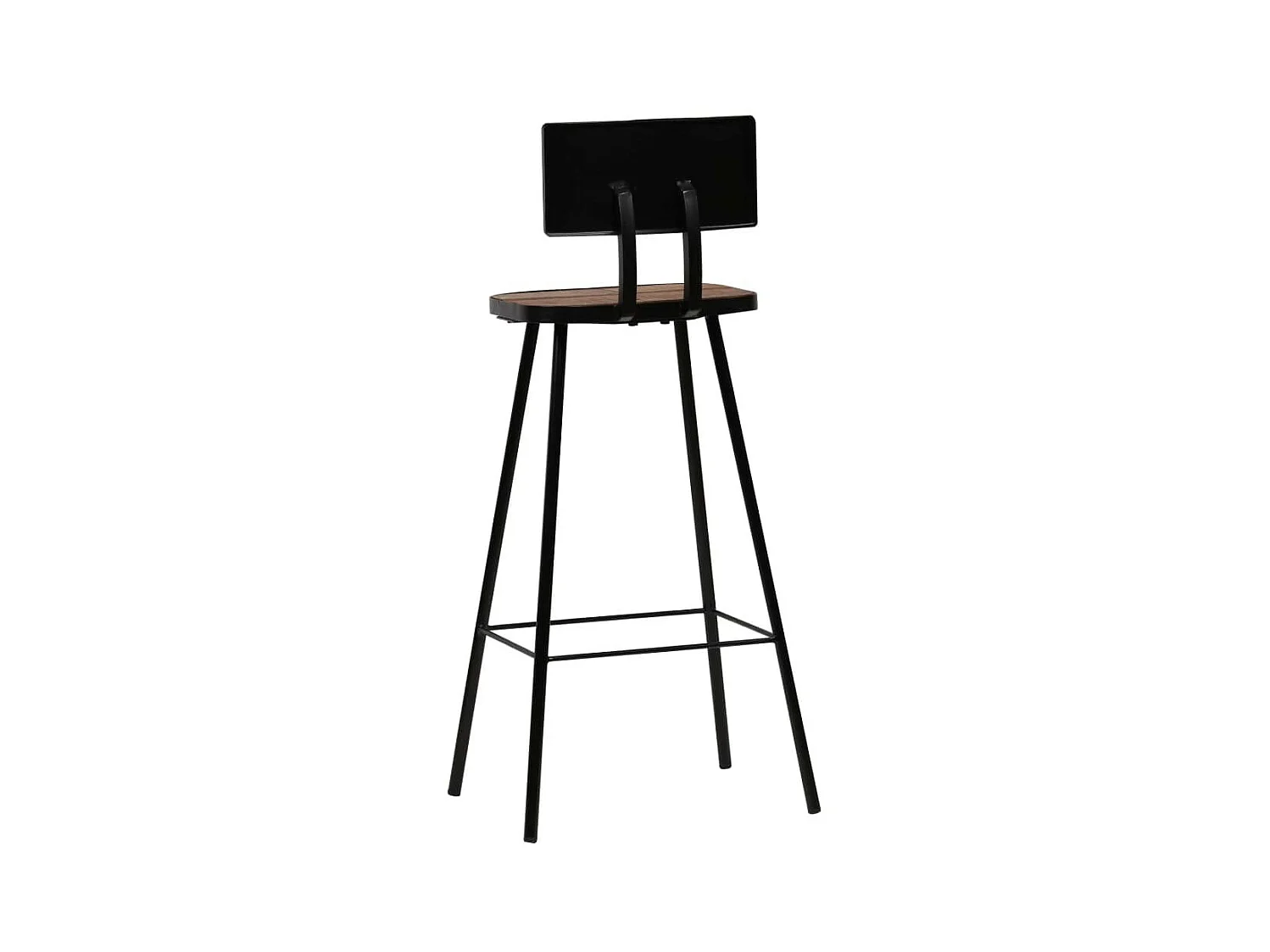 Table de bar carré bois recyclé massif et 2 tabourets vintage