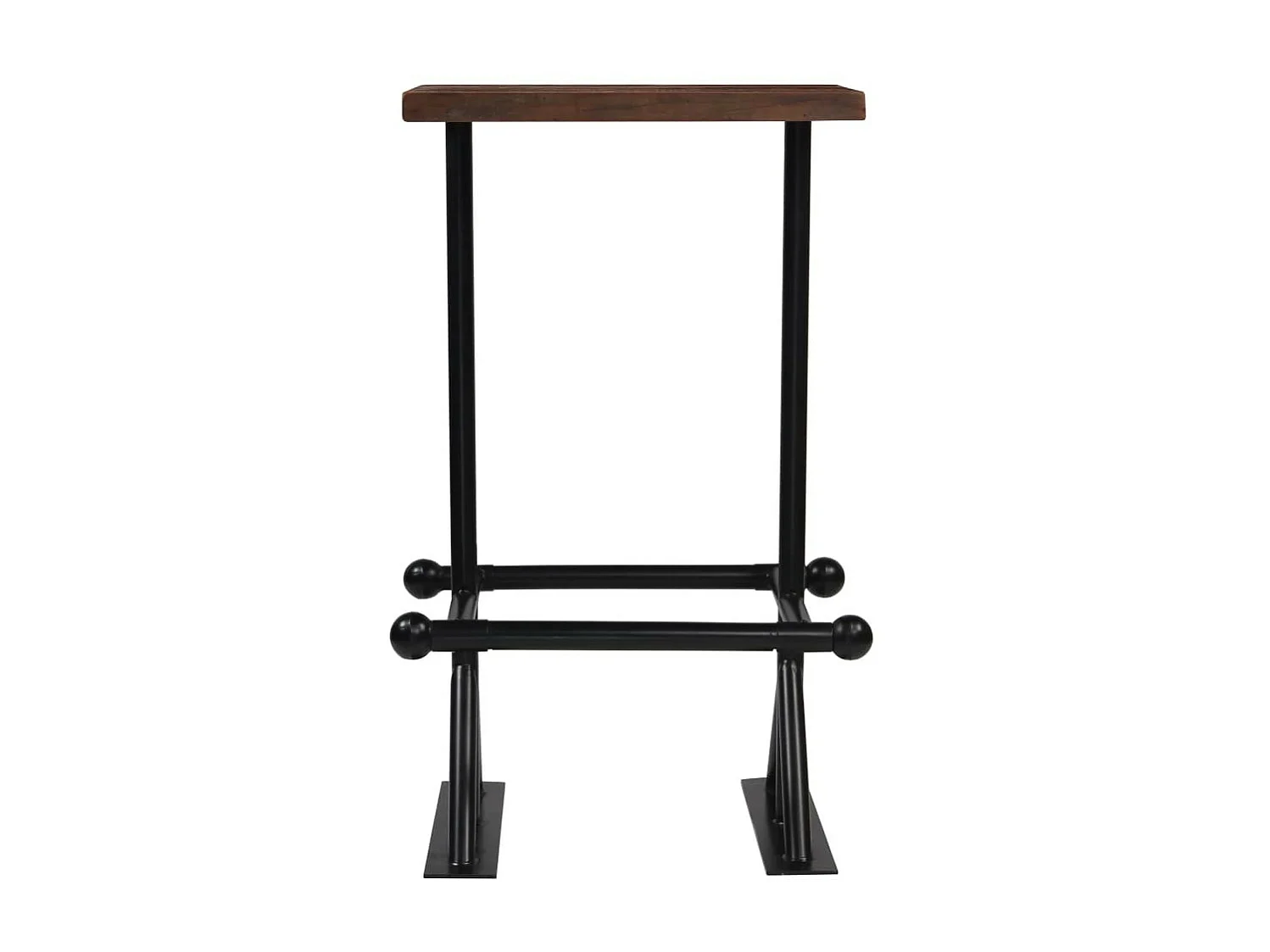 Table de bar carré bois recyclé massif et 2 tabourets vintage