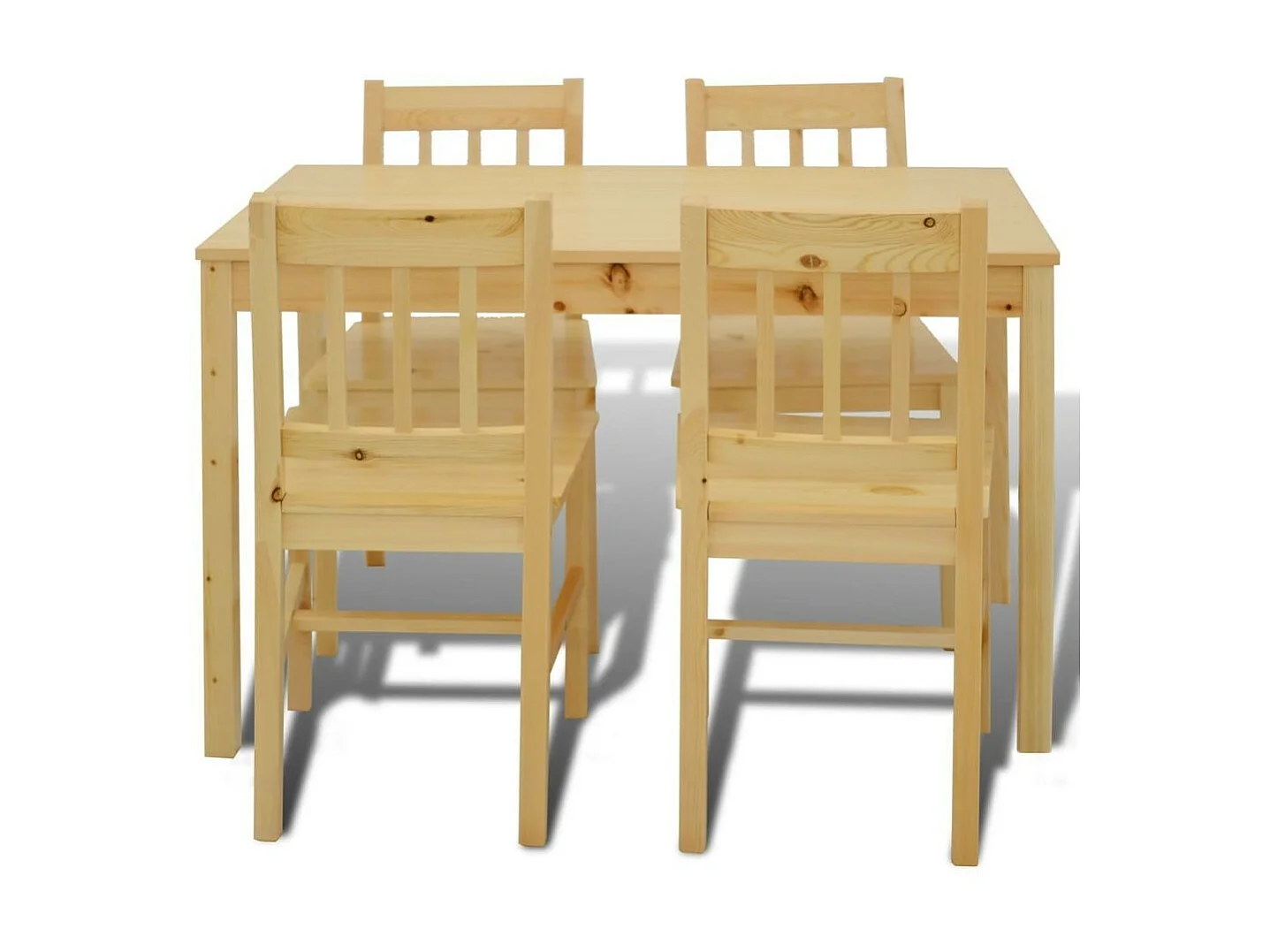 Table de salle à manger et 4 chaises pin massif naturel Vinate