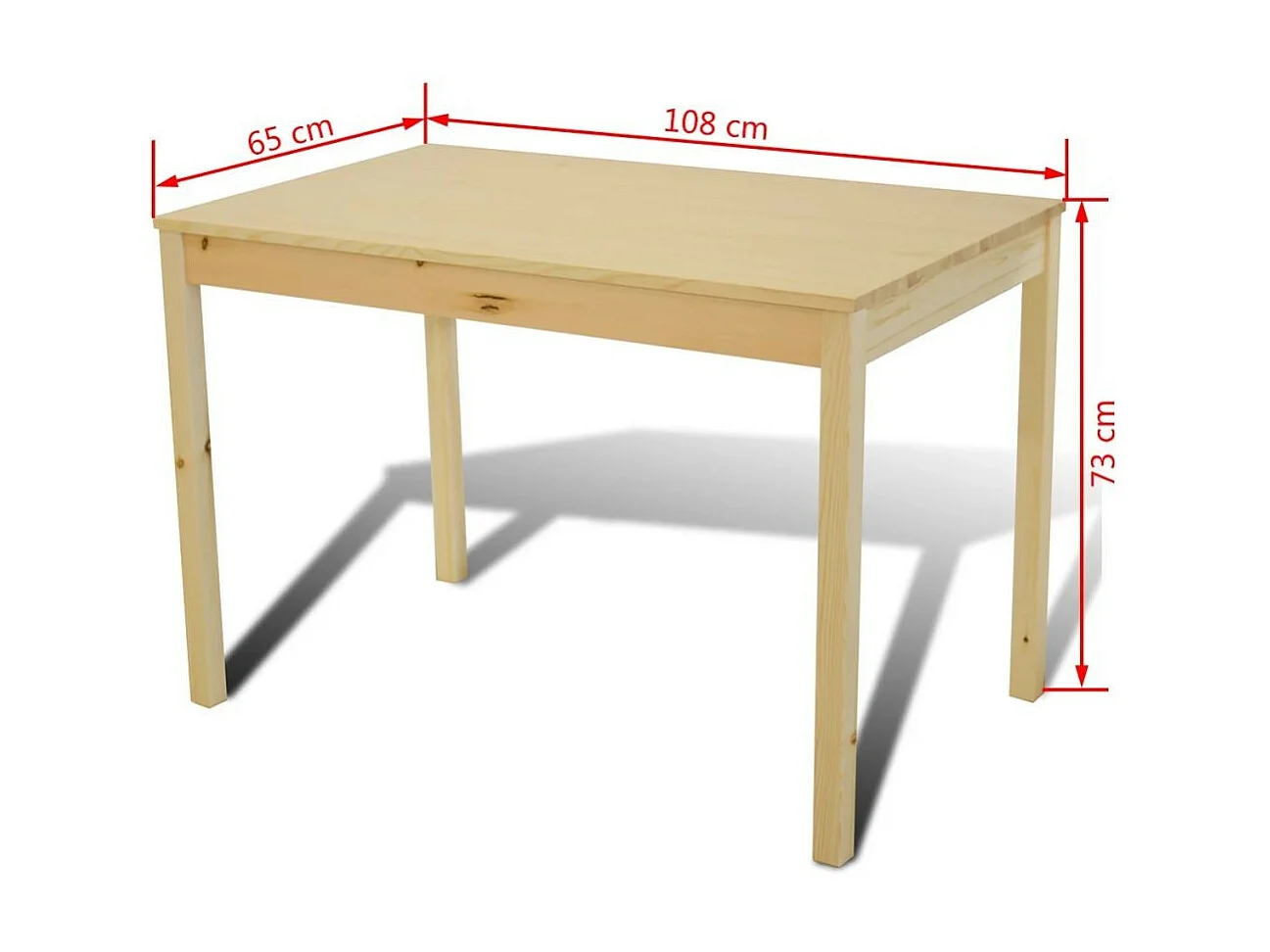Table de salle à manger et 4 chaises pin massif naturel Vinate