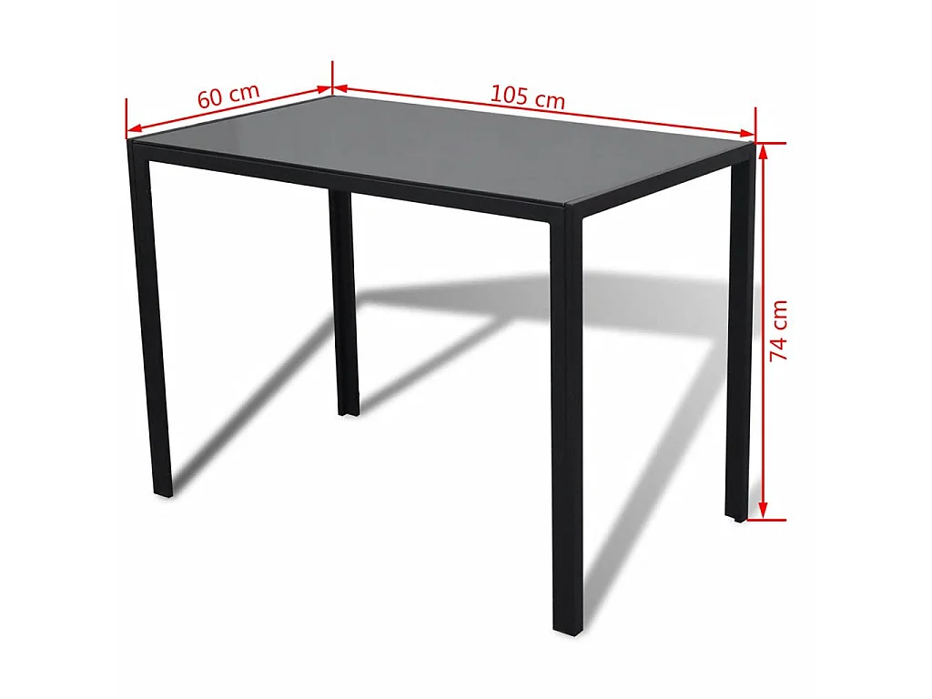 Table laqué noir et 4 chaises simili noir Kuira