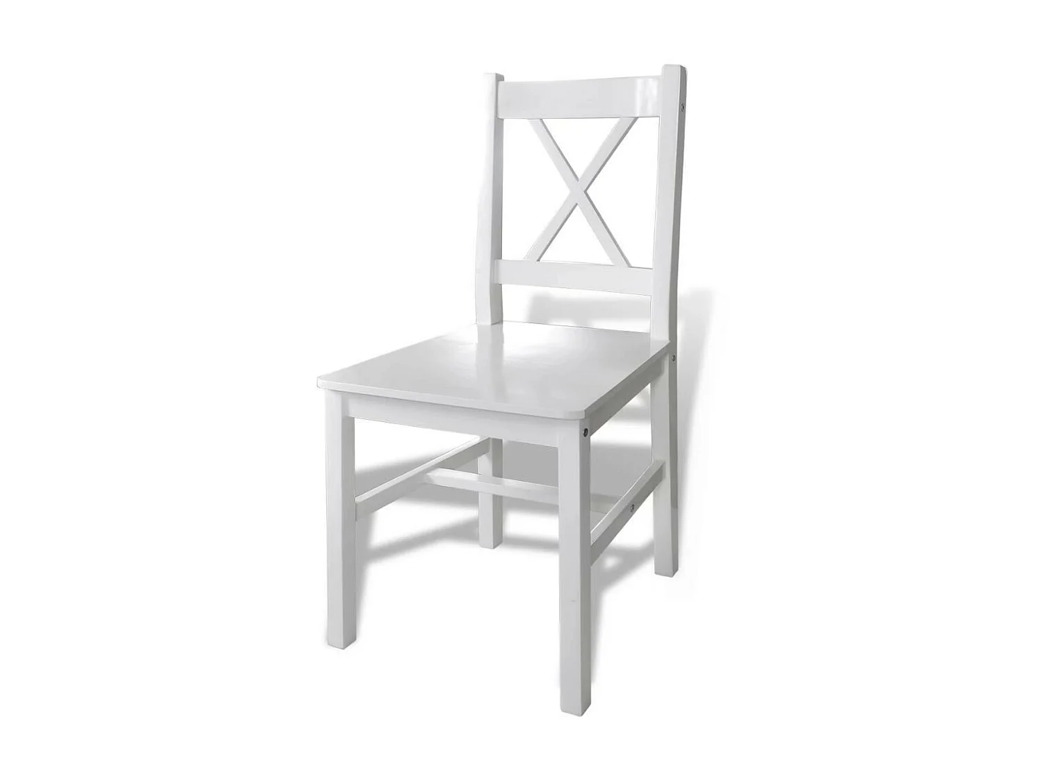 Table de séjour et 4 chaises pin massif laqué blanc Dina