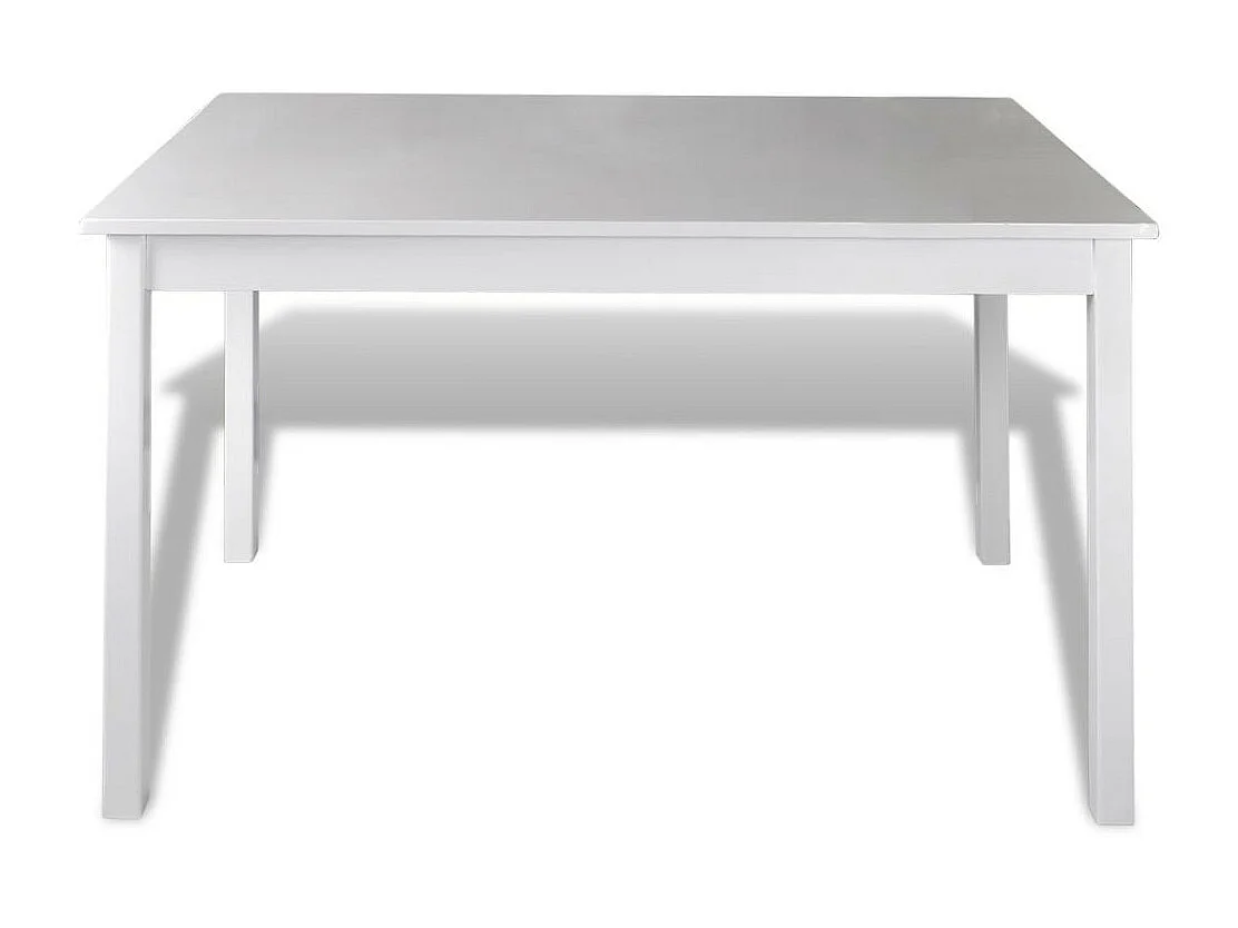 Table de séjour et 4 chaises pin massif laqué blanc Dina