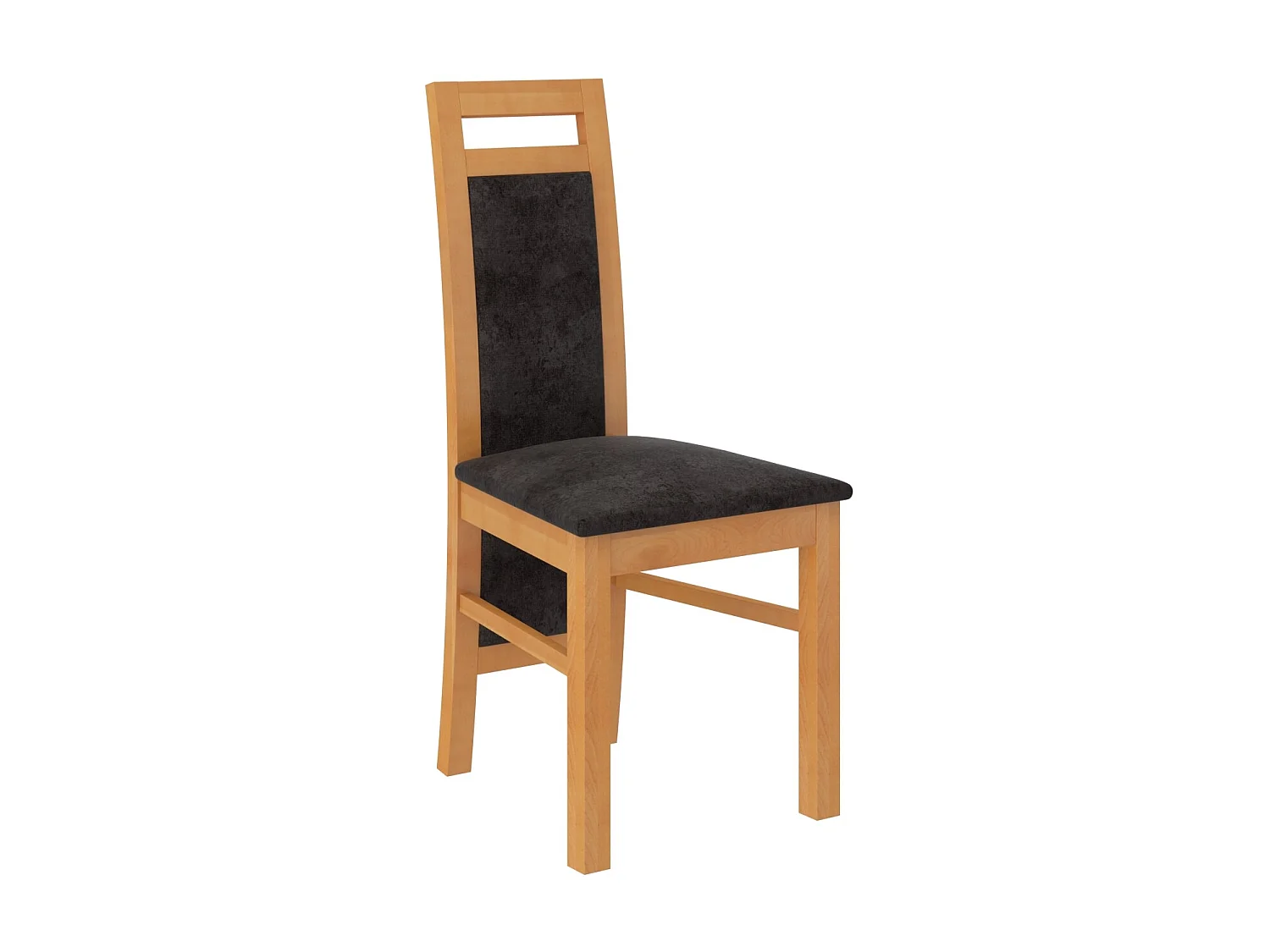 Ensemble table extensible 140-180cm et 6 chaises en bois clair de hêtre et tissu noir Mouka