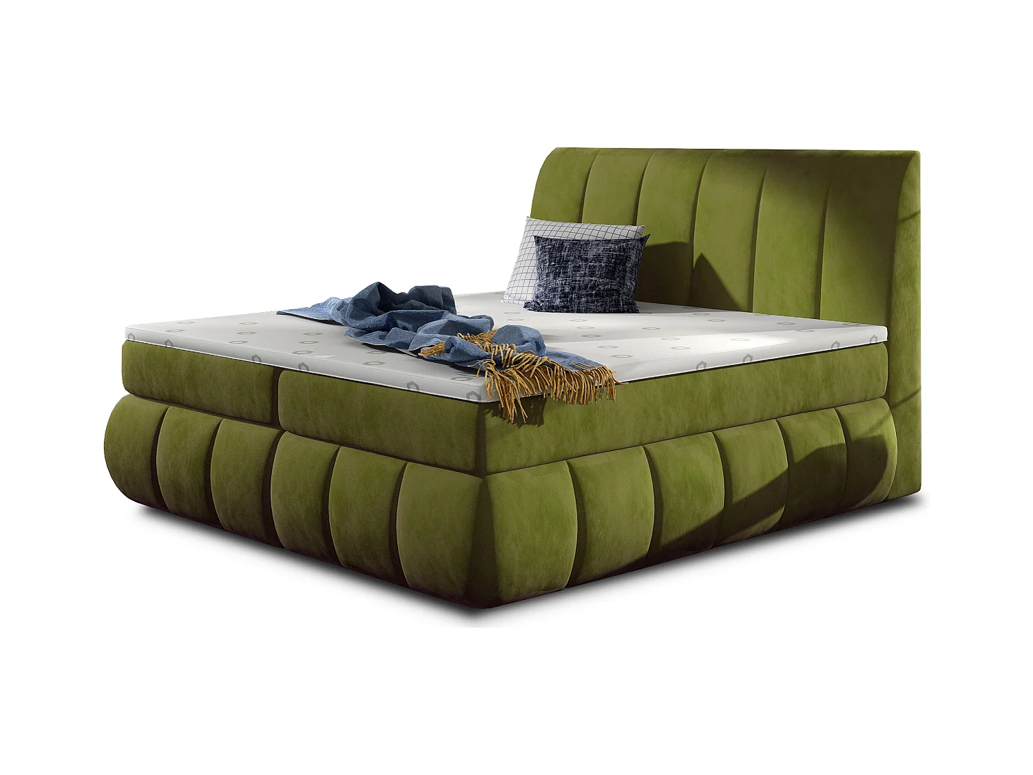 Lit continental matelassé tissu doux vert anis Florencia-140x200