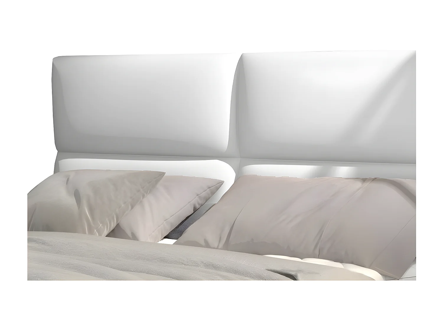 Lit continental capitonné simili cuir blanc Weber-140x200