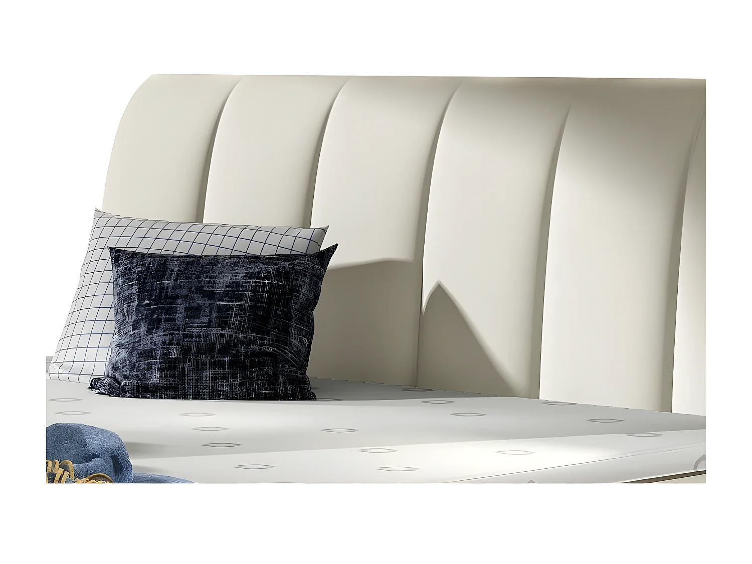 Florencia lichtbeige gewatteerd continentaal bed van imitatieleer-Slapen 160x200cm