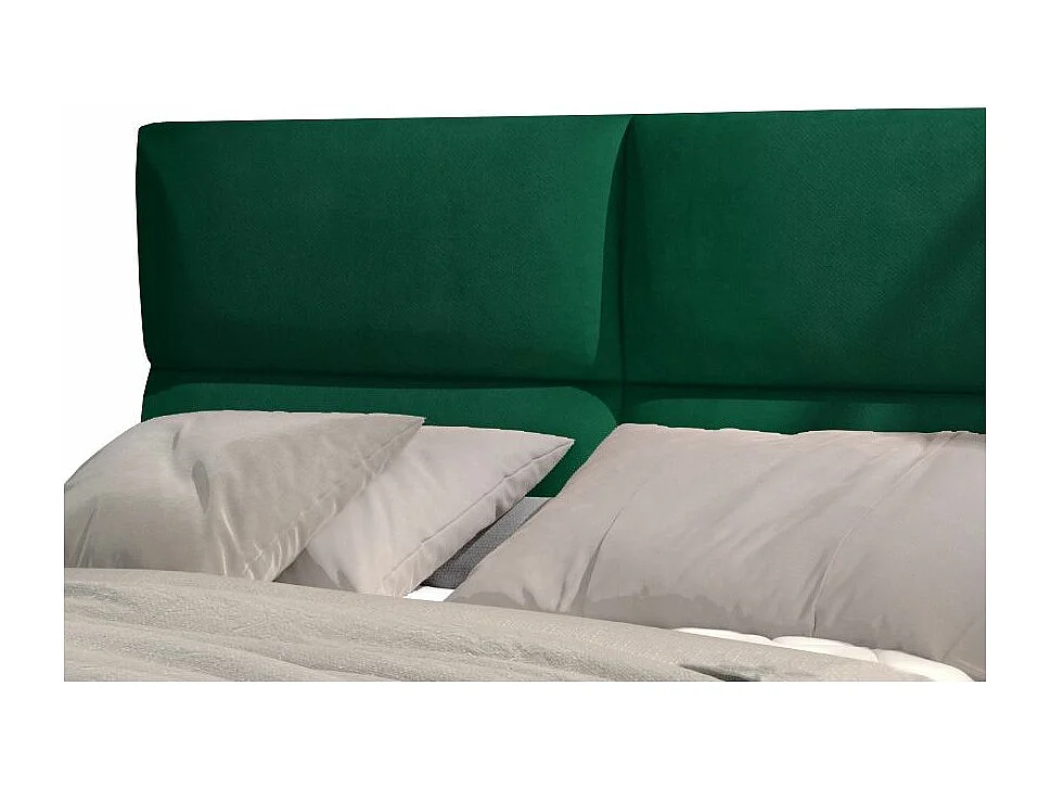 Lit continental capitonné velours vert Weber-140x200