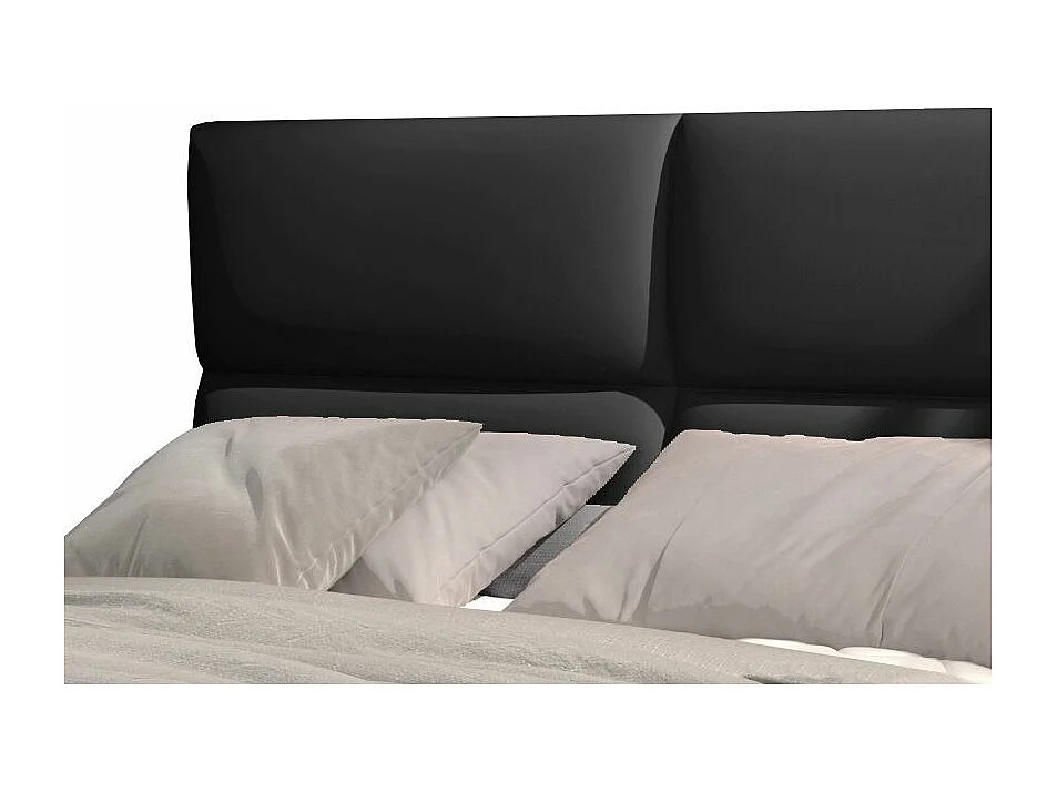 Lit continental capitonné simili cuir noir Weber-160x200