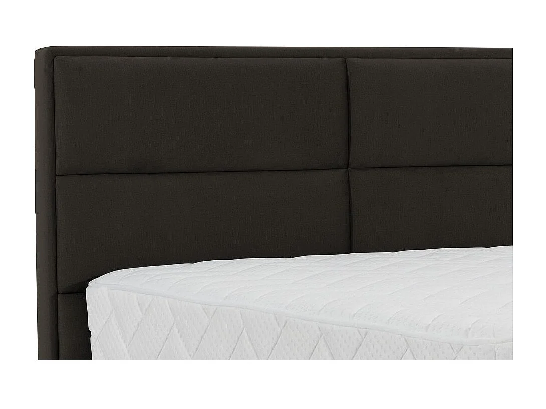 Lit continental tissu marron Tiempo avec matelas 30cm en latex et pied métal noir-180x200