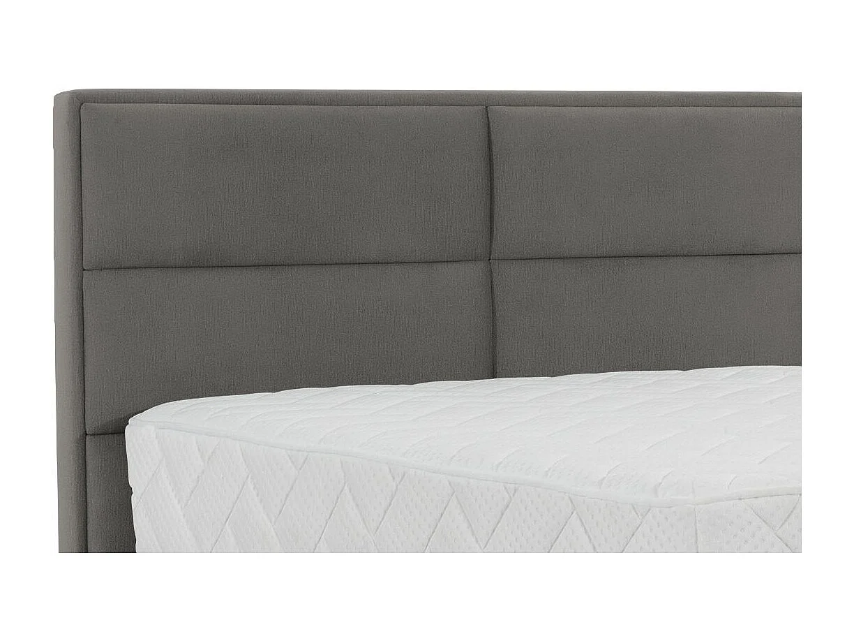 Lit continental velours marron meuse Tiempo avec matelas 30cm en latex et pied métal noir-160x200