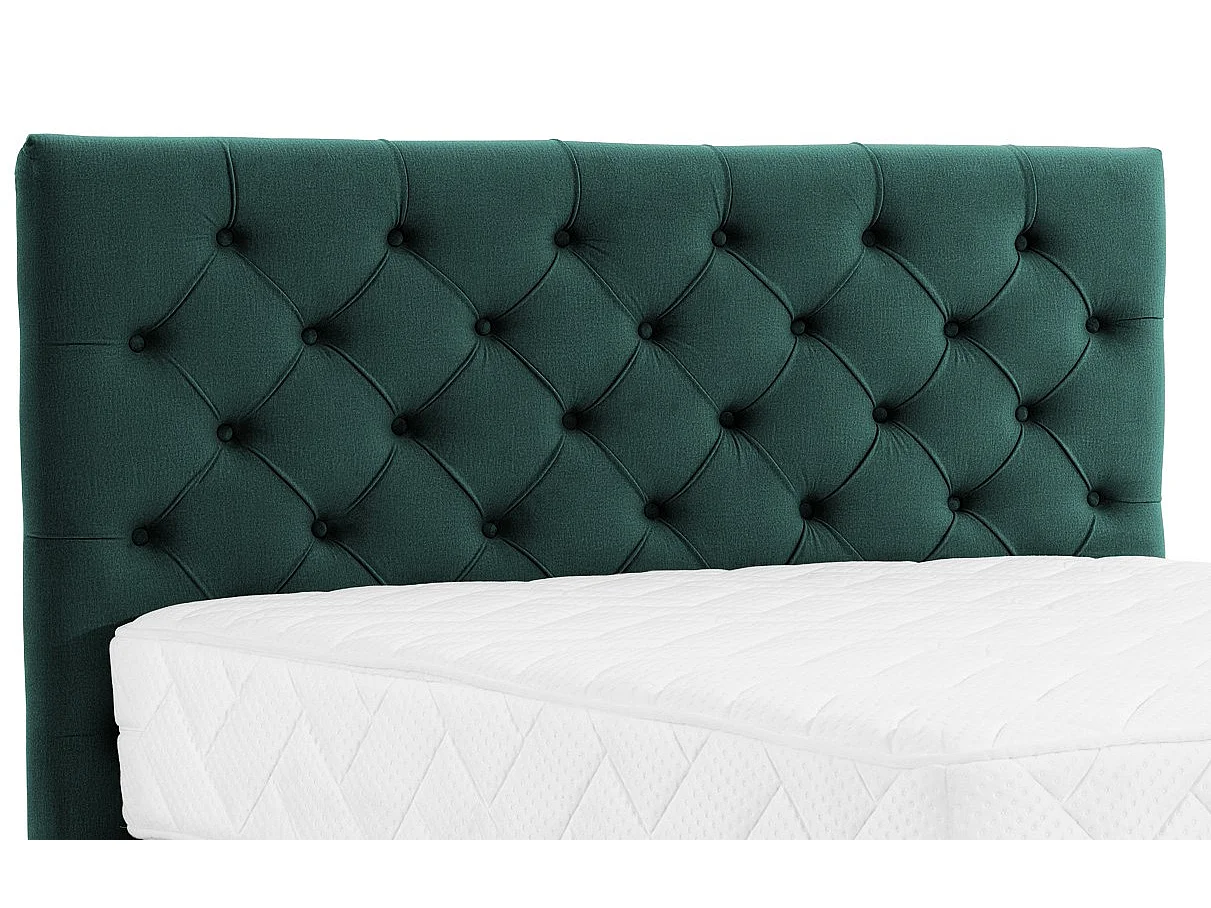 Pozza groene stoffen gewatteerde continentale bed met 30 cm latex matras en zwart metalen poot-Slapen 180x200cm