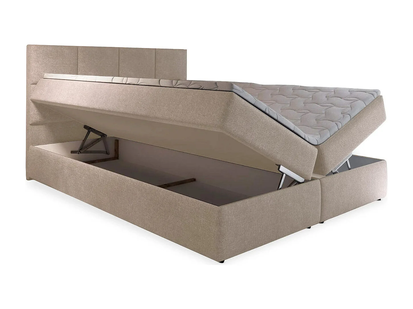 Lit boxspring tissu gris foncé avec matelas et surmatelas Lizen-Couchage 160x200 cm