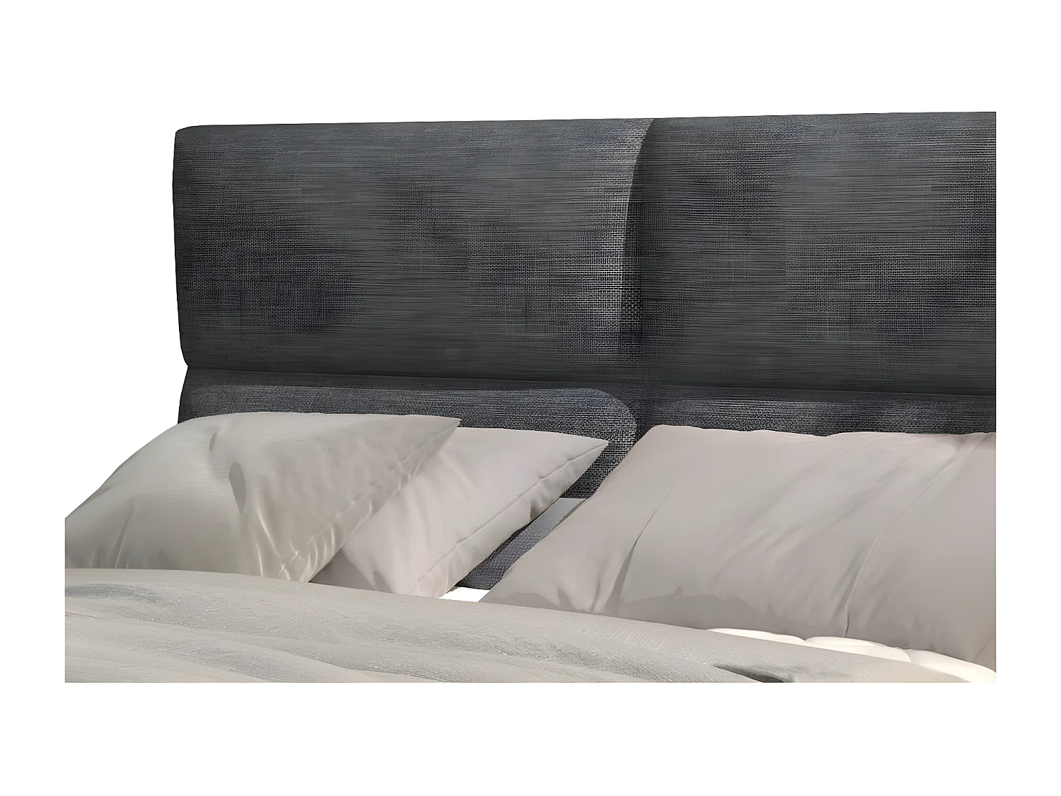 Lit continental capitonné tissu gris Weber-180x200