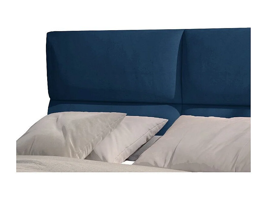 Lit continental capitonné velours bleu Weber-140x200