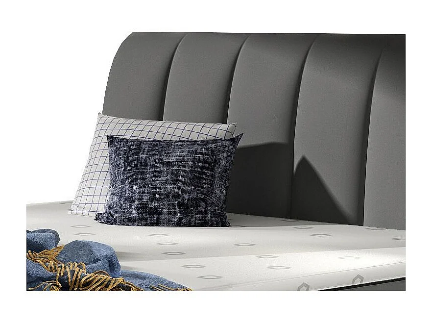 Lit continental matelassé simili cuir gris Florencia-180x200