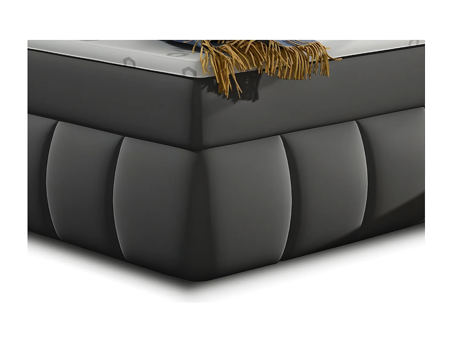 Lit continental matelassé simili cuir gris Florencia-160x200