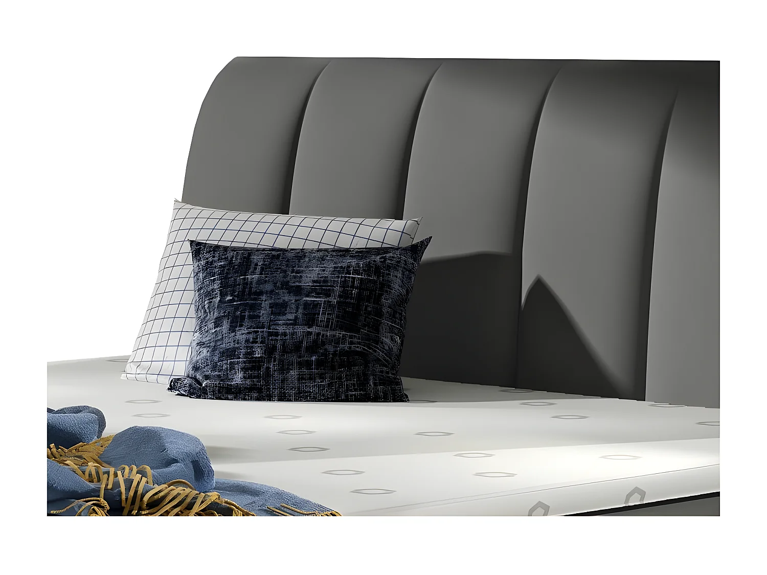 Lit continental matelassé simili cuir gris Florencia-160x200