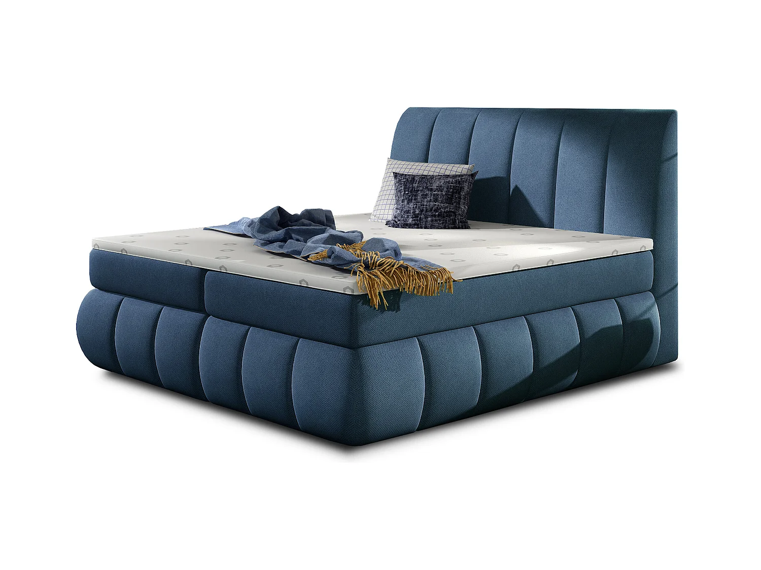 Lit continental matelassé tissu bleu Florencia-180x200