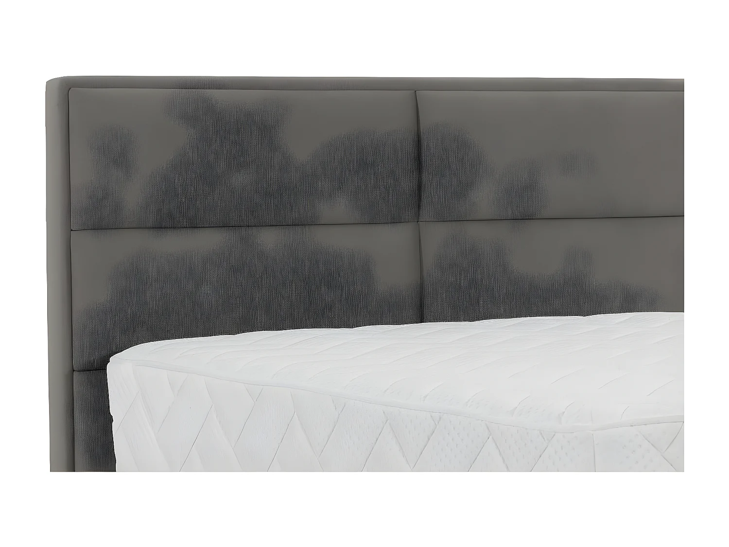 Lit continental velours marron meuse Tiempo avec matelas 30cm en latex et pied métal noir-180x200