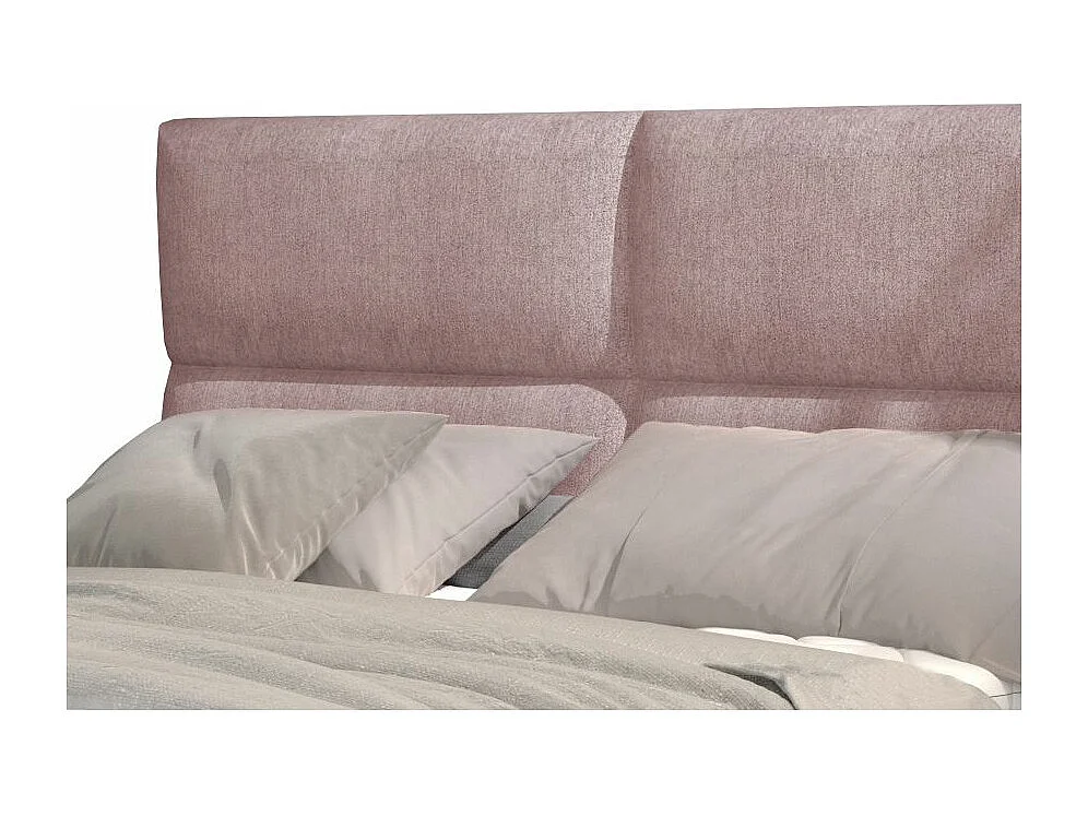 Lit continental capitonné tissu rose Weber-180x200