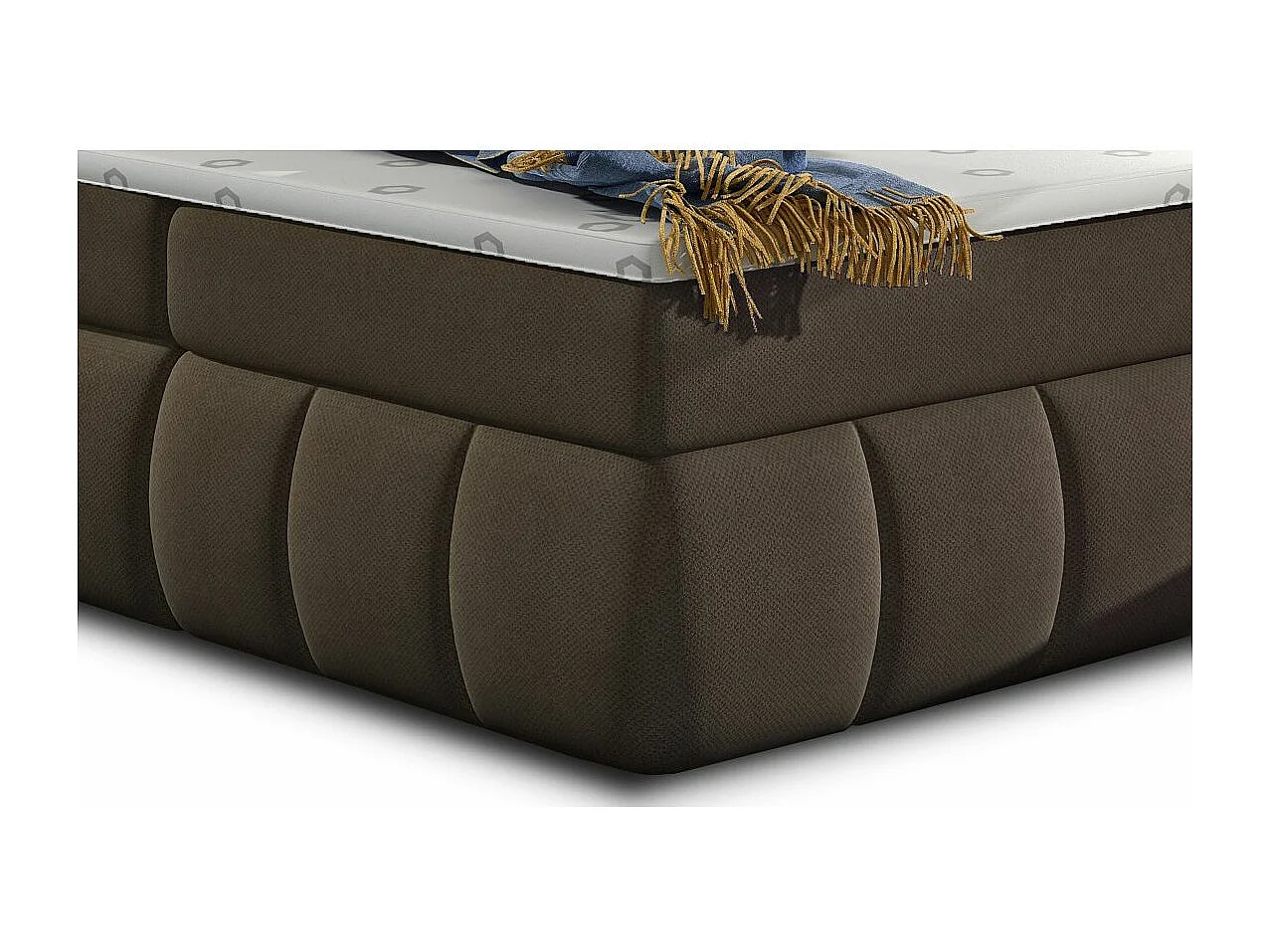 Lit continental matelassé tissu brun Florencia-180x200