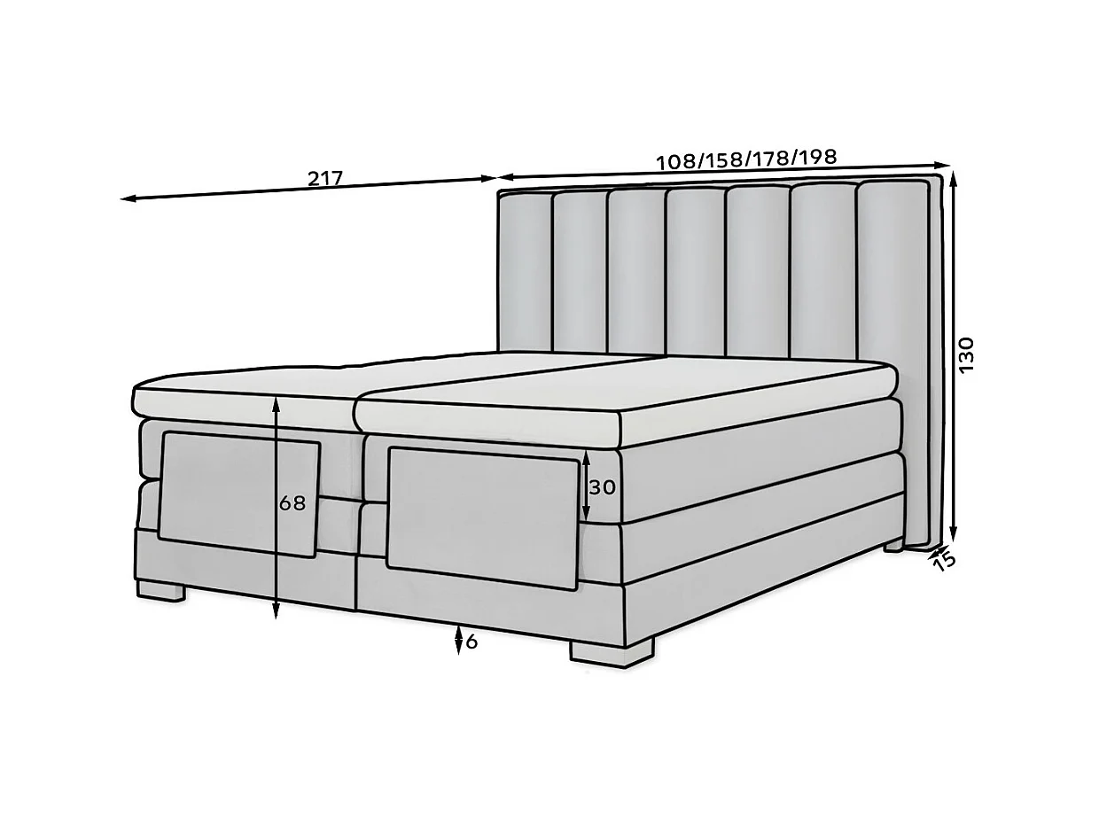 Lit boxspring électrique tissu anthracite avec matelas et surmatelas Arkos-160x200