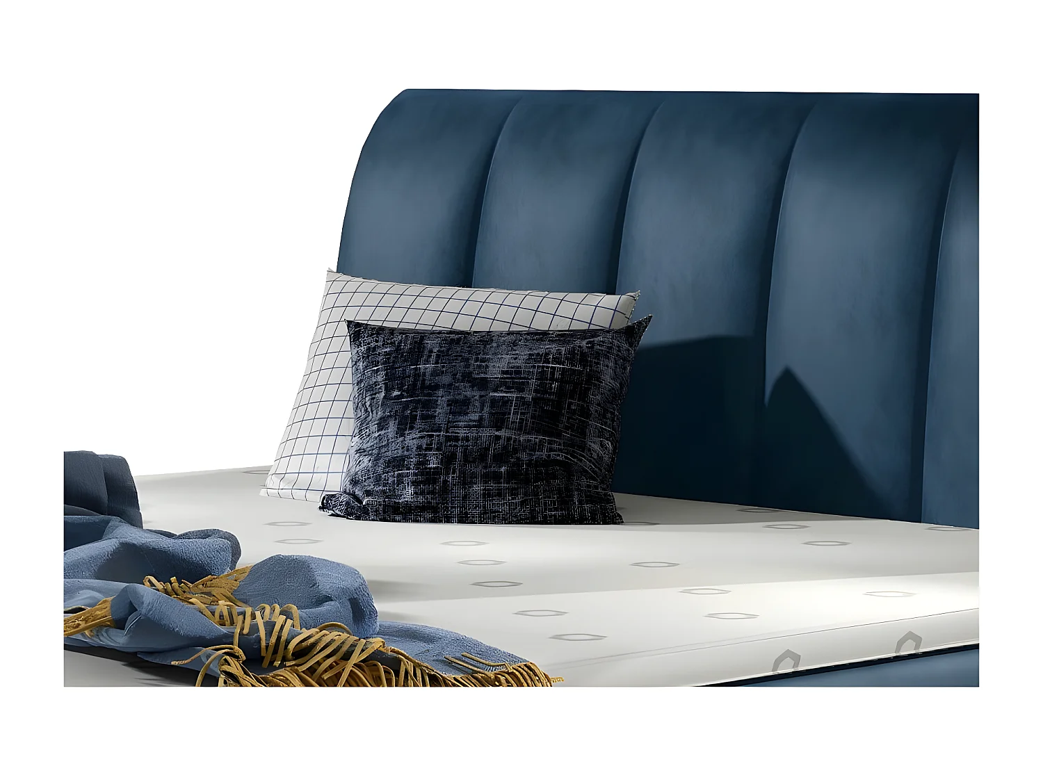Lit continental matelassé velours bleu Florencia-160x200
